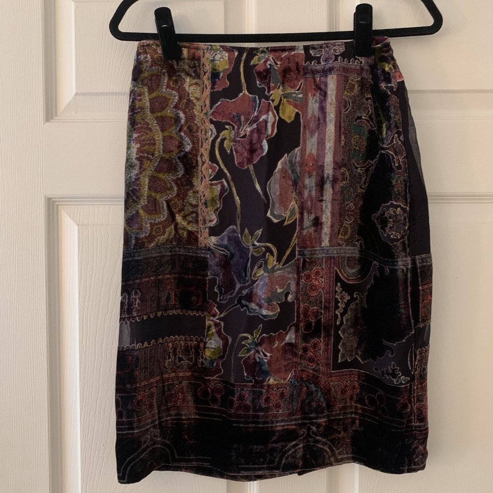 Etro Multicolored Velvet Pencil Skirt Size 40